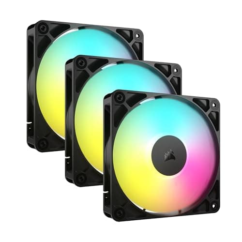 Ventilateurs CORSAIR RS120 ARGB 120 mm PWM – Connexion en guirlande – Faible bruit – Roulement à dôme magnétique – Pack triple – Noir