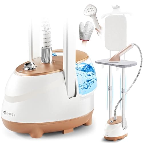 HAPAIS Garment Steamer for Clothes,Steamers with Adjustable Double Pole Stand,Vertical & Horizontal Ironing,1800W Standing Clothes Steamer with 10...