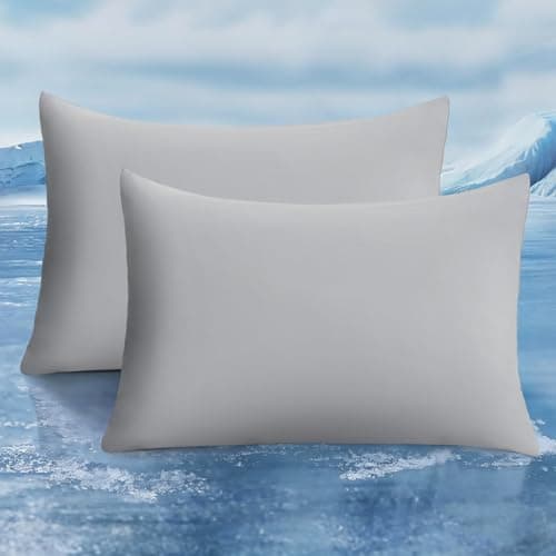 Stretchable Cooling Pillowcase Queen Size,Luxear Cool Pillowcases for Sleeping 2 Pack Q-max >0.5,Elastic Double Sided Cooling Bedding Pillowcase...