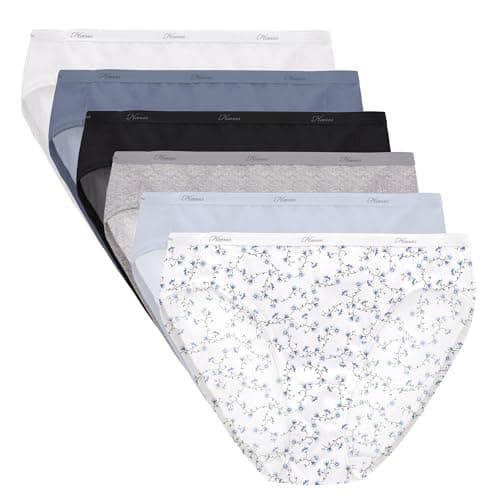 Hanes Women's 6 Pack Core Cotton Hi Cut Panty, Assorted, Large(Color Might Vary )