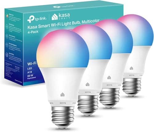 Ampoules intelligentes Kasa, ampoules WiFi intelligentes à intensité variable à couleur changeante, compatibles avec Alexa et Google Home, A19, 9 W 800 lumens, 2,4 GHz uniquement, non...