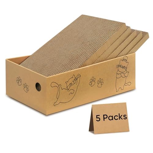 AGYM Cat Scratcher Cardboard Box for Indoor Cats 5 Packs in 1, Cat Scratching Pad Cardboard Box for Indoor Cats and Kitten, Large Size Cat Scratch...