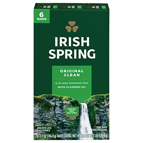 Savon en barre de printemps irlandais - Parfum propre original - Savon en barre hydratant pour le bain et la douche - Enrichi en huile de lin naturelle, paquet de 6 de 3,75...