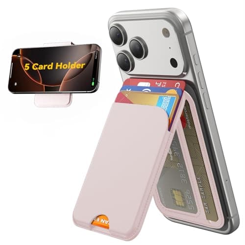 TWZKG pour portefeuille MagSafe, porte-cartes 5 avec support, support de portefeuille de téléphone magnétique pour iPhone 17/16/15/14/13/12 Pro Max Air Plus Series, blocage RFID...