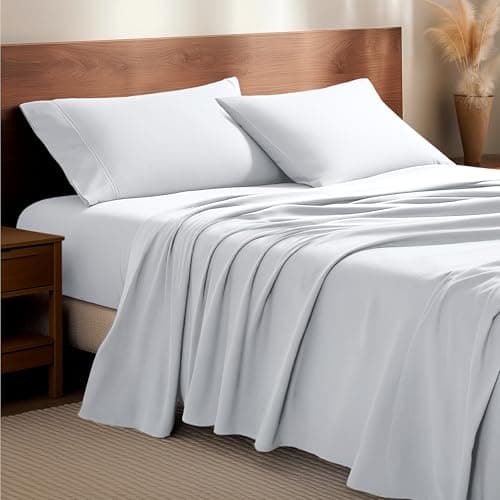 Bare Home Flannel Sheet Set 100% Cotton, Velvety Soft Heavyweight - Double Brushed Flannel - Deep Pocket (Full, White)