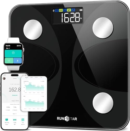 RunStar Smart Scale for Body Weight and Fat Percentage, High Accuracy Digital Bathroom Scale FSA or HSA Eligible with LCD Display for BMI 13 Body...