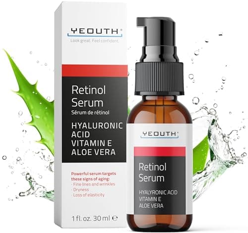 Sérum au rétinol pour le visage YEOUTH avec acide hyaluronique et vitamine E, rétinol de nuit hydratant pour le sérum pour le visage, soin de la peau Pro...