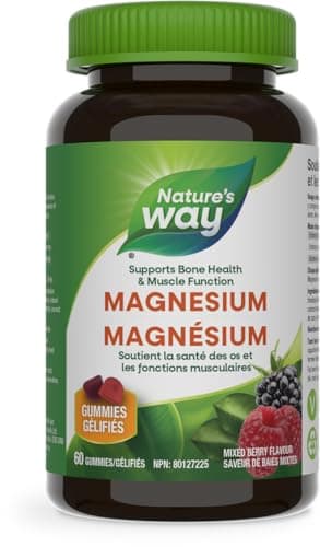 Nature’s Way Magnesium Gummies 100 mg – Supports Muscle Function, Heart & Bone Health – Mixed Berry Flavor, 60 Vegetarian Gummies
