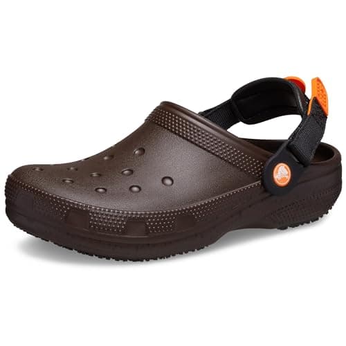 Crocs Unisex-Adult Classic Work Clogs | Enclosed Toe | Slip Resistant | All Day Comfort, Coffee, 5 Women/3 Men