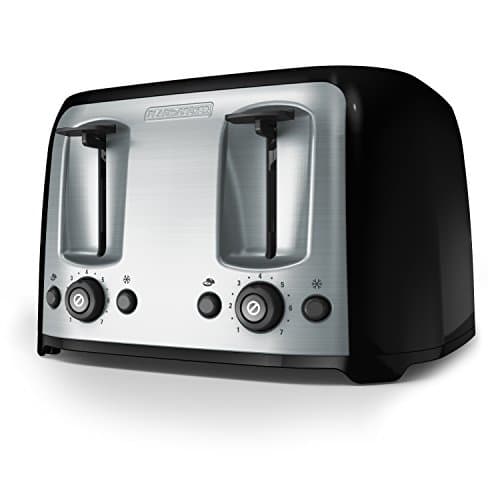 Grille-pain BLACK+DECKER, 4 tranches, fentes extra larges pour bagels et pains artisanaux, noir, TR1478BD