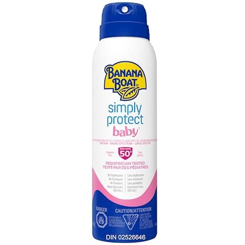 Spray solaire pour bébé Banana Boat® Simply Protect™ SPF 50+ | Écran solaire minéral | Doux pour la peau, testé par des pédiatres | Sans parfum, résistant à l'eau...