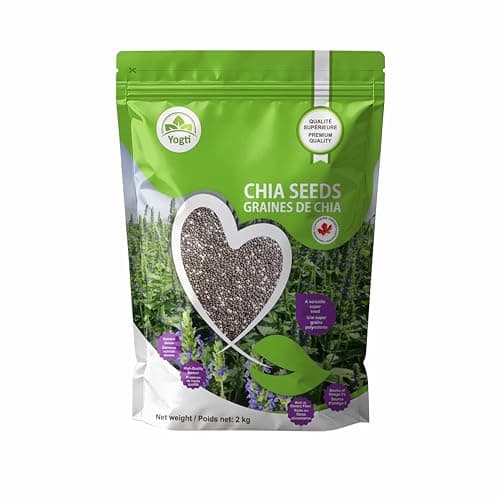 Yogti Black Chia Seeds - Jumbo Pack 2 Kilo, SuperFood cru à base de plantes, naturel, compatible Keto, casher, Halal, végétalien, source d'oméga-3, nutriments...