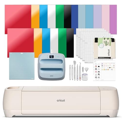 Cricut Explore 4 – Machine de découpe intelligente (coquillage) | Ensemble Engagement Plus - Comprend une presse à chaud EasyPress 3 (9x9) + un tapis, un sac fourre-tout, du matériel...