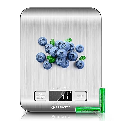 Etekcity Balance de cuisine alimentaire, grammes et onces numériques pour la perte de poids, la pâtisserie, la cuisine, le céto et la préparation des repas, colis postal, petit, acier inoxydable 304