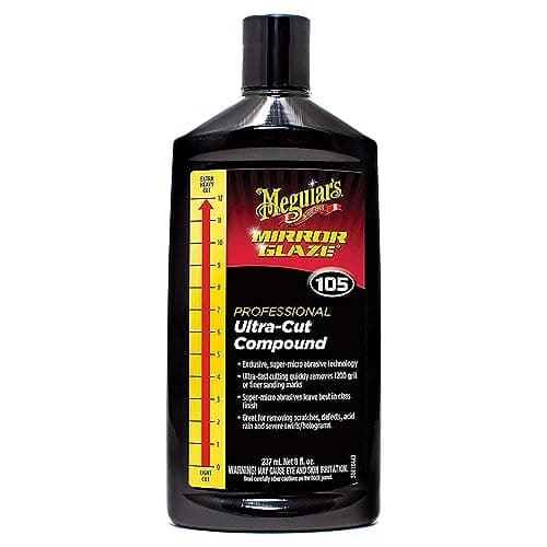 Composé ultra-coupé Meguiar's Mirror Glaze M105, composé de frottement de voiture pour éliminer les rayures et les tourbillons lourds tout en ajoutant de la brillance, sûr et efficace...