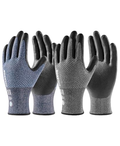 LANON 2 paires de gants de jardinage pour hommes, gants de travail enduits de nitrile avec poignée, technique respirante B.COMB AIR, durables, lavables et réutilisables, poussiéreux...