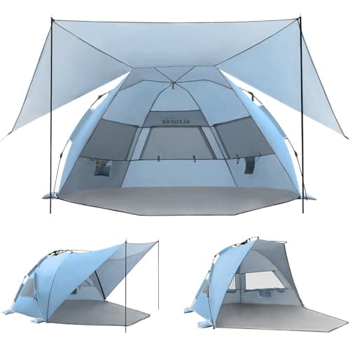 Pop Up Beach Tent Canopy,Elegear 4-6 Person UPF50+ Automatic Instant Sun Shelter Tent with 360°Removable Canopy,Portable Camping Beach Tent Cabana...