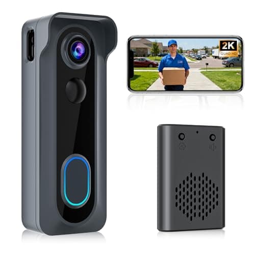 Doorbell Camera Wireless with Chime -2K HD Smart Video Doorbell AI Motion Detection, Two-Way Audio, Night Vision, Cloud Storage,Battery Powered -...