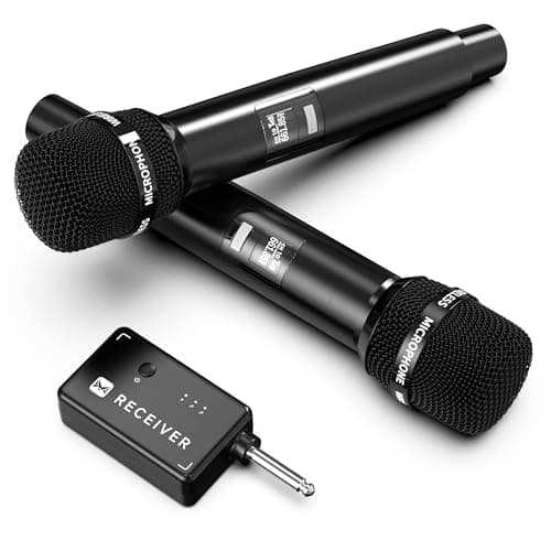 Microphone sans fil, micro sans fil avec connexion à puce une-à-une, batterie rechargeable 40H, portée de 200 pieds, Plug and Play, conception ergonomique, moins...