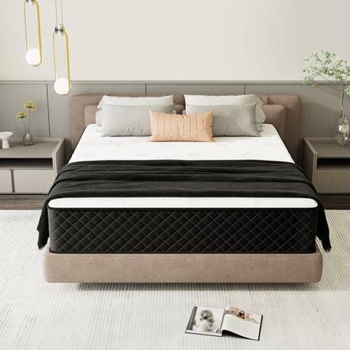 Matelas Queen Swbvs, matelas Queen Size de 12 pouces, mousse à mémoire de forme et ressorts ensachés individuels, matelas Quen moyennement ferme dans une boîte, soulagement de la pression,...