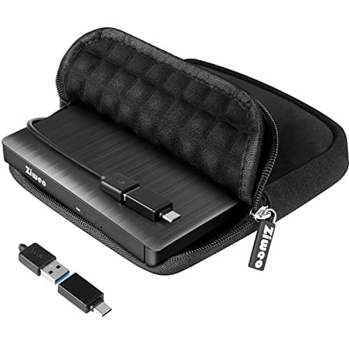 External USB 3.0 Type-C CD DVD +/-RW Drive - Portable CD ROM Reader & DVD Burner with Protective Carrying Case for Laptop/Desktop PC/Mac/Windows/Linux