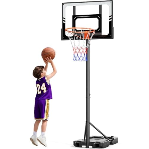 Yohood Basketball Hoop Outdoor, 3.5-7ft Stepless Adjustable Height, Portable Basketball Hoop for Kids in Backyard, Driveway and Indoor,...