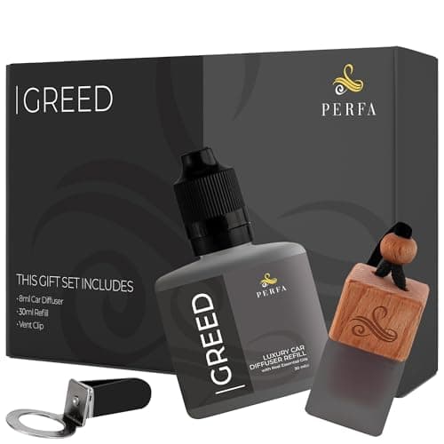 Coffret cadeau Greed avec bouteille de recharge | Assainisseur de style parfum | Désodorisant puissant pour voiture avec technologie d'élimination des odeurs | Désodorisant automobile |...