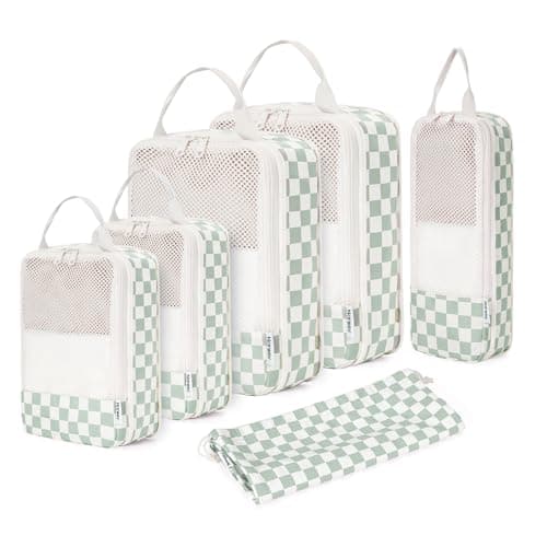 Narwey 6 Set Compression Packing Cubes Travel Organizer, Packing Cubes Compressible for Carry on Luggage Suitcase Backpack, Travel Essentials Cubes...