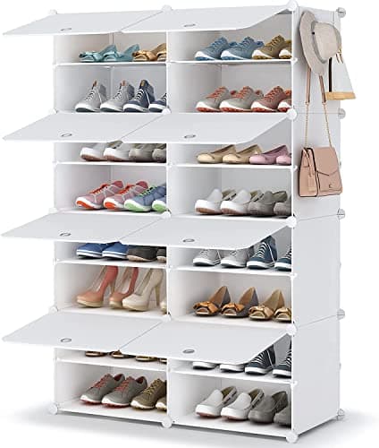 Étagère à chaussures, armoire de rangement de chaussures à 8 niveaux, 32 paires d'étagères à chaussures en plastique, organisateur pour placard, couloir, chambre à coucher, entrée