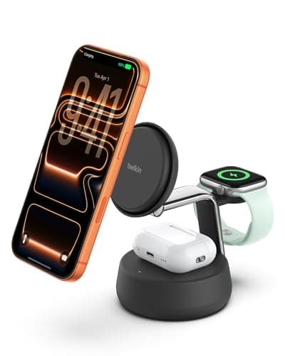 Belkin MagSafe Charger Compatible, 3-in-1 Qi2 Wireless Charging Dock 25W, Adjustable Wireless Charger for iPhone 17, Apple Watch, AirPods, Desktop...