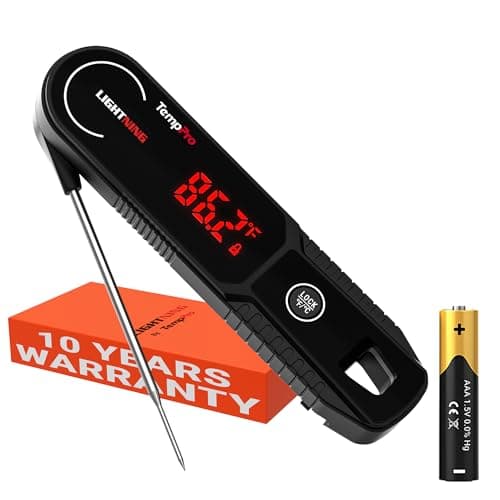 Thermomètre à viande à lecture instantanée TempPro Lightning 0,5 seconde, thermomètre alimentaire de cuisine avec affichage rotatif à 180°, thermomètre de cuisson étanche IP67...