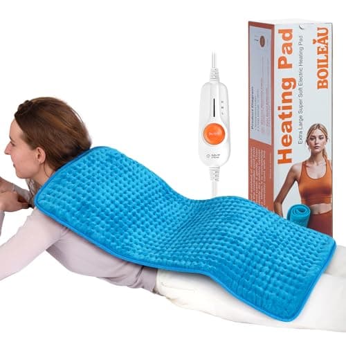 Coussin chauffant électrique Boileau pour soulager les maux de dos et les crampes menstruelles, 17" x 33" Extra Large XXXL ETL FCC éligible, Coussin chauffant à 3 niveaux de chauffage avec...