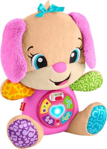 Fisher-Price Baby Learning Toy Laugh & Learn Smart Stages Sis Pink Musical Plush with Smart Stages for Infants Ages 6+ Months, Multilanguage Version