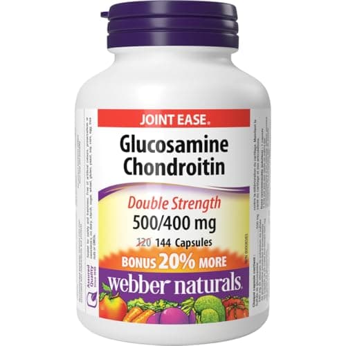 Webber Naturals Glucosamine Chondroïtine, double concentration, 144 gélules, aide à soulager les douleurs articulaires associées à l'arthrose