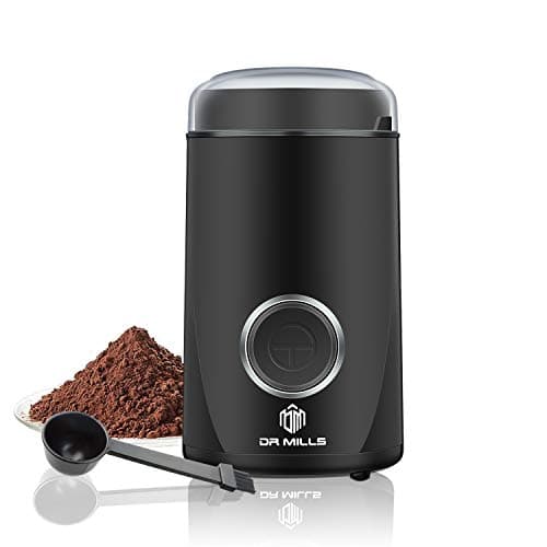DR MILLS DM-7441 Moulin à épices et à café électrique séchés, lame et tasse en acier inoxydable SUS304 (noir)