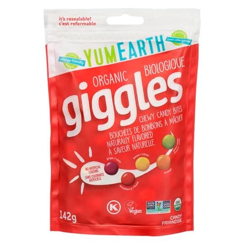 YumEarth Organic Giggles Chewy Candy Bites - No Artificial Colors, Allergy Friendly, Gluten Free, Non-GMO, Vegan, 142g