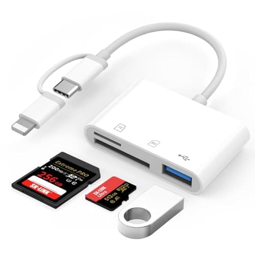 3 in 1 SD Card Reader for iPhone/iPad, Memory Card Reader With SD and TF Card Dual Slot, Digital Camera Adapter, Card Reader for iPhone...