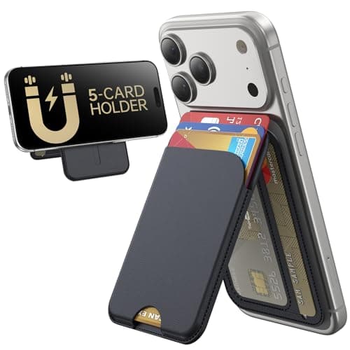 TWZKG pour portefeuille MagSafe, porte-cartes 5 avec support, support de portefeuille de téléphone magnétique pour iPhone 17/16/15/14/13/12 Pro Max Air Plus Series, blocage RFID...
