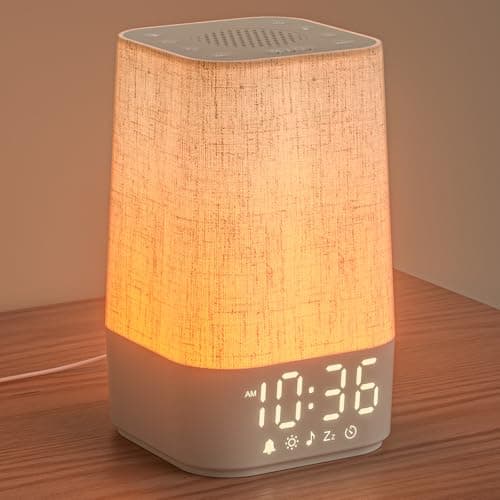 LIORQUE Réveil Sunrise Lumière de réveil avec 30 sons apaisants Affichage à intensité variable, Réveil numérique avec alimentation secteur pour chambre à coucher, veilleuse...