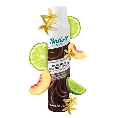 Shampooing sec Batiste pour cheveux foncés, pour cheveux bruns et auburn, 200 ml, se mélange parfaitement sans résidu blanc, rafraîchit instantanément les cheveux et absorbe l'huile...
