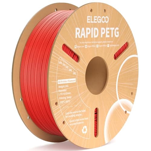ELEGOO Rapid PETG Filament 1.75mm Red 1KG, 3D Printer Filament Max 600 mm/s High Speed Printing, Dimensional Accuracy +/- 0.02 mm Fit Most FDM...