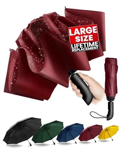 Chakipee Automatic Travel Inverted Umbrella Compact Windproof- Automatic reverse Umbrellas for Rain - Men and Women, Folding Portable 48inch Span,...