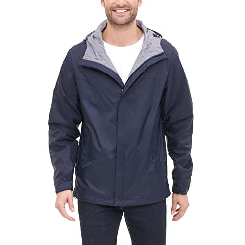 Tommy Hilfiger mens Lightweight Breathable Waterproof Hooded Jacket Raincoat, Navy, 3X-Large US