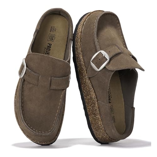 Project Cloud Sabots et mules en mousse à mémoire de forme pour femme – Chaussures résistantes à l'eau et antidérapantes – Femme 2025 (Carline), Taupe, Taille 7
