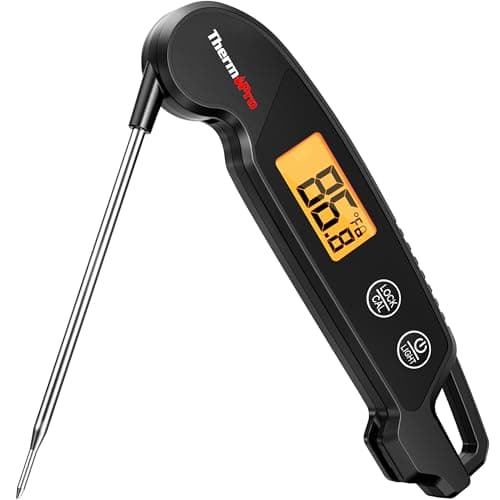 ThermoPro Thermomètre à viande numérique avec grand écran LCD rétroéclairé, thermomètre à lecture instantanée, cuisson des aliments, barbecue, thermomètre à viande pour griller du bœuf