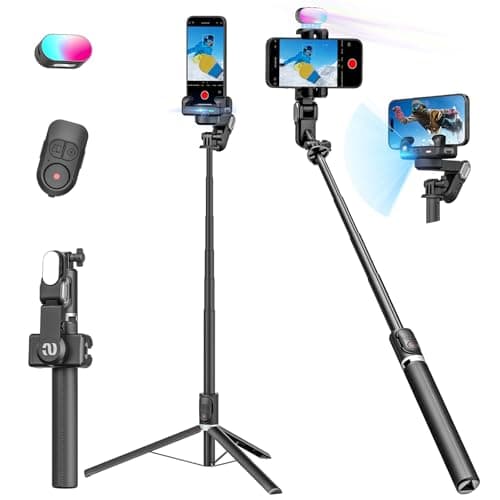 AOCHUAN Gimbal Stabilizer Face Tracking Without APP, 4 in 1 RGB Light Stabilizer, Handheld Portable Phone Tripod for iPhone&Android, Built-in...