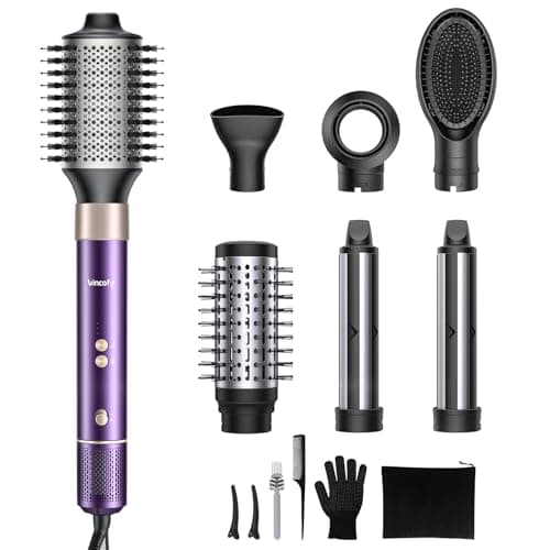 Vincofy Brosse sèche-cheveux 7 en 1 et ensemble de coiffure 1500 W – Séchage, bouclage, lissage et volumisation rapides – Outil de coiffure à air chaud sans chaleur...