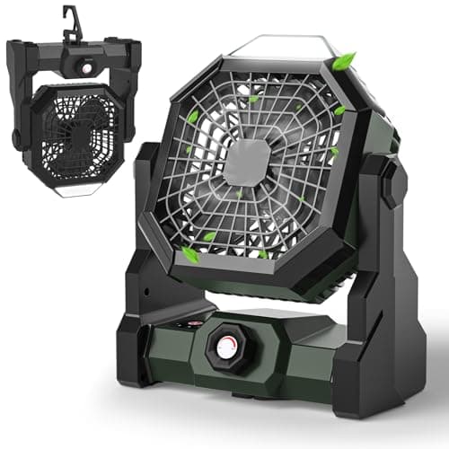 Camping Fan 30000mAh Rechargeable Fan 270° Oscillating Rechargeable Battery Operated Fan, 4-in-1 Tent Fan Desk/Hanging Portable Light Camping Fan...