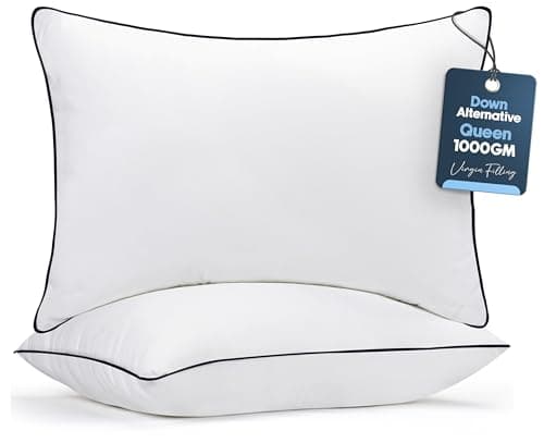 Utopia Bedding Oreillers de lit pour dormir (marine), Queen Size, lot de 2, oreiller d'hôtel, oreillers rafraîchissants pour le côté, le dos ou...