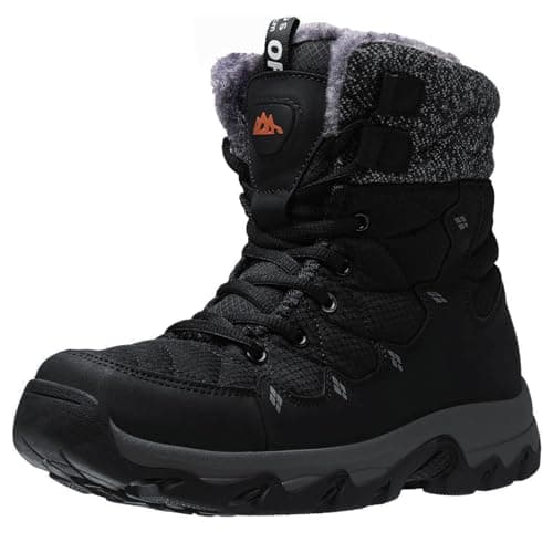 TRAILBLITZ Bottes de neige d'hiver pour hommes, résistantes à l'eau, antidérapantes, chaudes, légères, confortables, durables, chaussures de randonnée de 7,1 pouces (8,5 hommes, noir)
